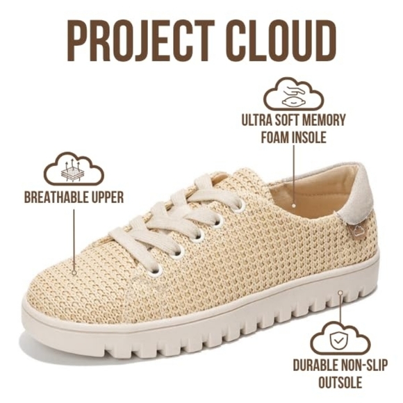 Project Cloud Paisley A Women's Foam Sneaker Vegan Leather Size 7 EUC with Box - Picture 3 of 13